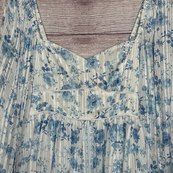 Altar’d State Alyssa Blue Floral Mini Dress Size Medium New - Picture 10 of 12